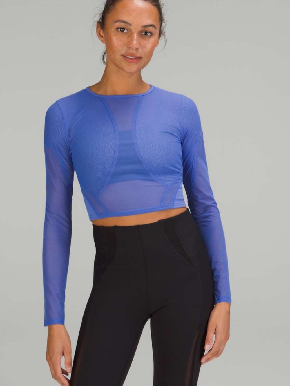 Lululemon Mesh Panelled Training Long Sleeve Shirt in Wild Indigo and size 8